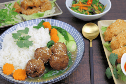 Vegan Chinese Lion's Head Meatballs with Gravy
